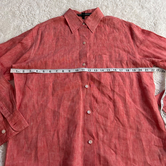 Ellen Tracy Linen Women's Red Button Up Blouse Roll Tab Sleeve S Business Casual - Picture 6 of 7